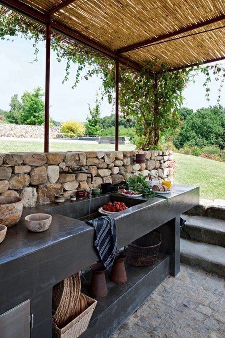 42 Stunning Summer Kitchen Outdoor Ideas | Cuisine Exterieur … pour Évier Extérieur Jardin