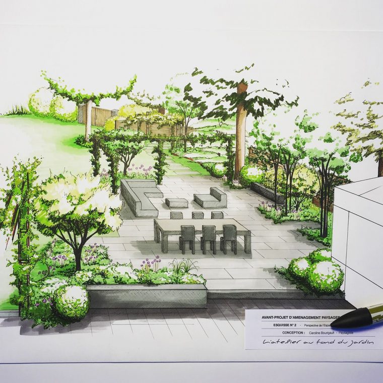 Aménagement Paysager D'une Terrasse De Style Contemporain … avec Créer Son Jardin En 3D