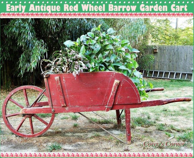 Antique Red Wheel Barrow Garden Cart | Idées Jardin … à Charette Jardin
