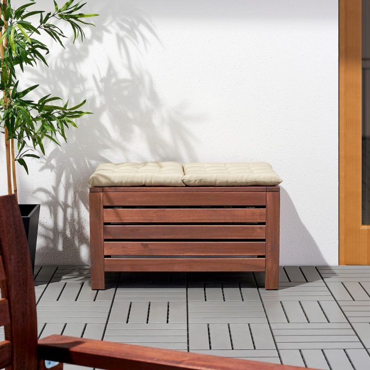 Äpplarö Storage Bench, Outdoor – Brown Stained Brown 31 1 … dedans Coffre Jardin Ikea