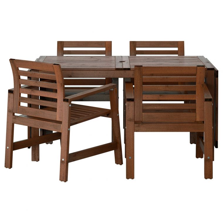 Äpplarö Table+4 Chaises Accoud, Extérieur – Teinté Brun … dedans Siege Jardin Ikea