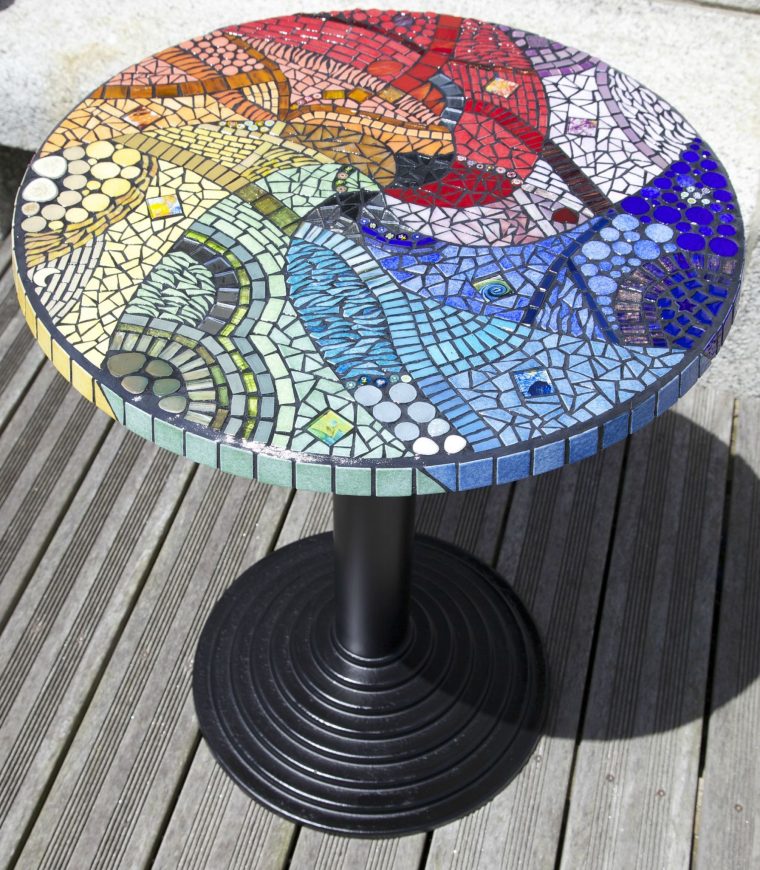 Arc En Ciel !!! – Anouk Mosaic- Mosaïque D'art | Table … à Table De Jardin En Ceramique Ronde