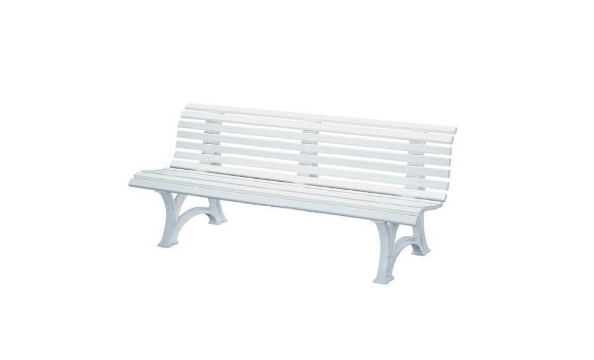 Banc De Jardin Blanc En Résine Pvc Modèle Neptune - L 150 X P 64 X H 80 Cm pour Banc De Jardin En Resine Blanc