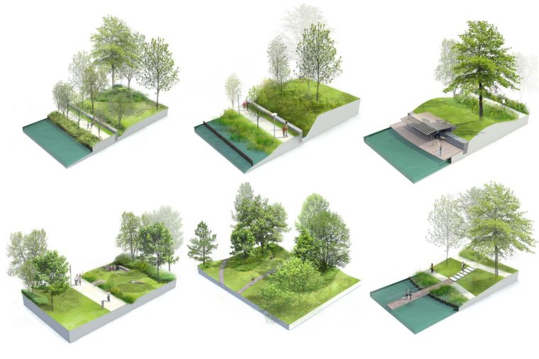 Blocs 3D Éclatés Sur Les Thématiques D'aménagement Du Parc … avec 3D Jardin &amp; Paysagisme