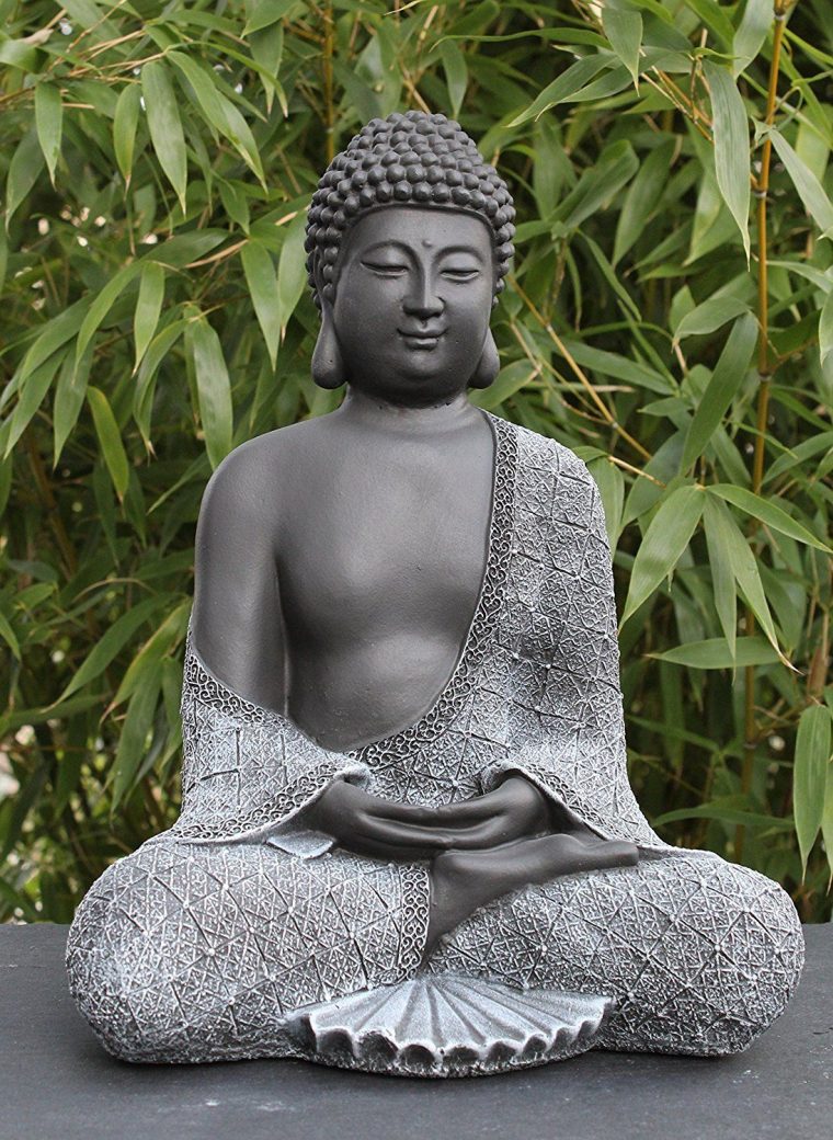 Bouddha Statue En Pierre, Gris Ardoise, Décoration Figurine … encequiconcerne Statue Bouddha Exterieur Pour Jardin