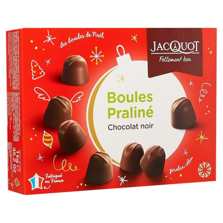 Boules Pralinés Jacquot Chocolat Noir intérieur Pralin Jardin