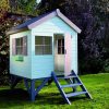 Cabane En Bois Pour Enfant Sur Pilotis Peinte En Gris Taupe ... destiné Peinture Abri De Jardin
