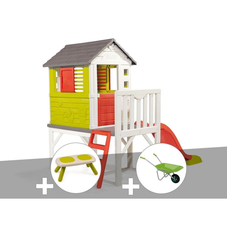 Cabane Enfant Pilotis – Smoby + Banc + Brouette – Taille … destiné Cabane De Jardin Smoby