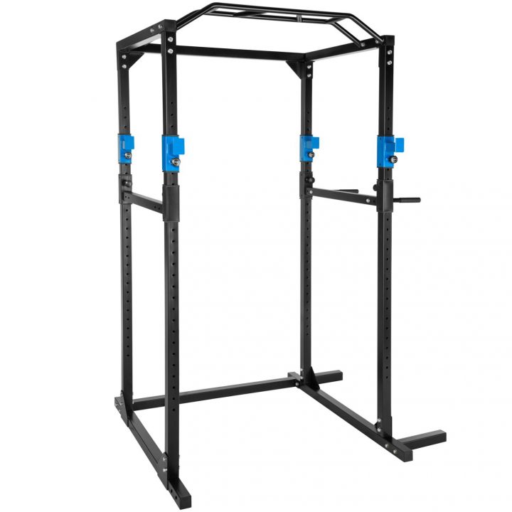 Cage De Musculation, Rack, Station De Fitness Noir/bleu avec Barre De Traction Jardin