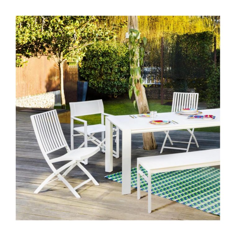 Chaise De Jardin En Aluminium Laqué Blanc avec Table Et Chaise De Jardin En Aluminium