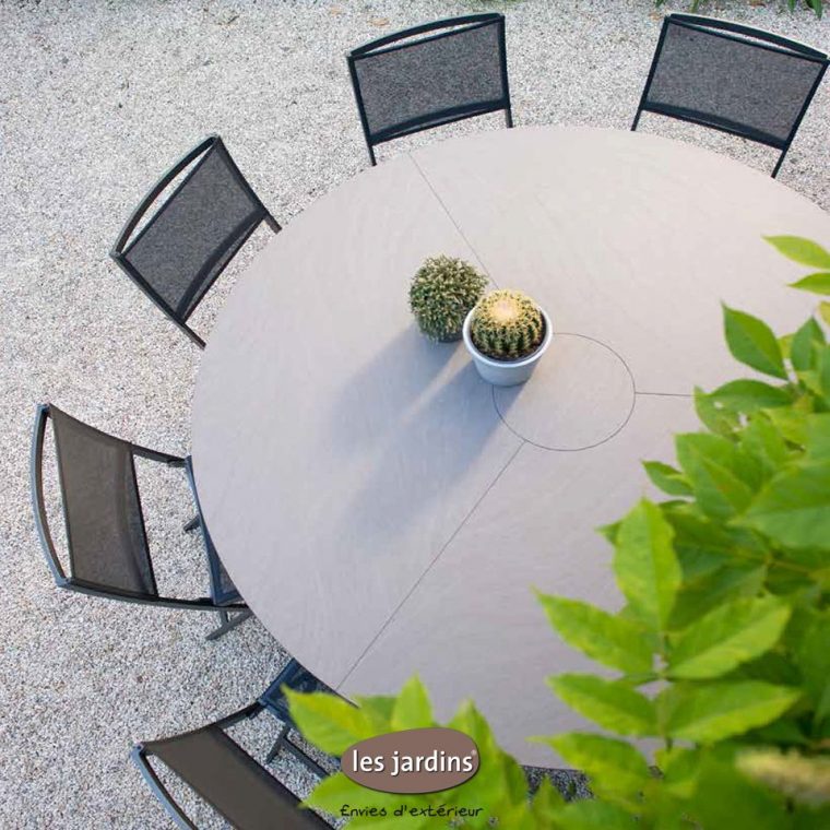 Collection Hegoa – Table Ronde Avec Structure Aluminium Et … avec Table De Jardin En Ceramique Ronde