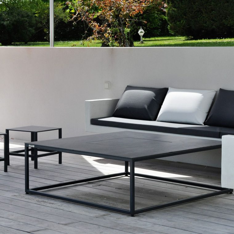 Contemporary Coffee Table / Stainless Steel / Square … intérieur Table Basse Jardin Metal