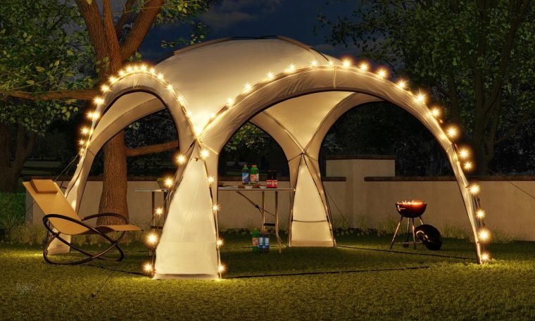 Details About Arbour Garden 3.5X3.5M With Led Lighting & Solar Collector.  Tent Party- Show Original Title encequiconcerne Eclairage Tonnelle De Jardin