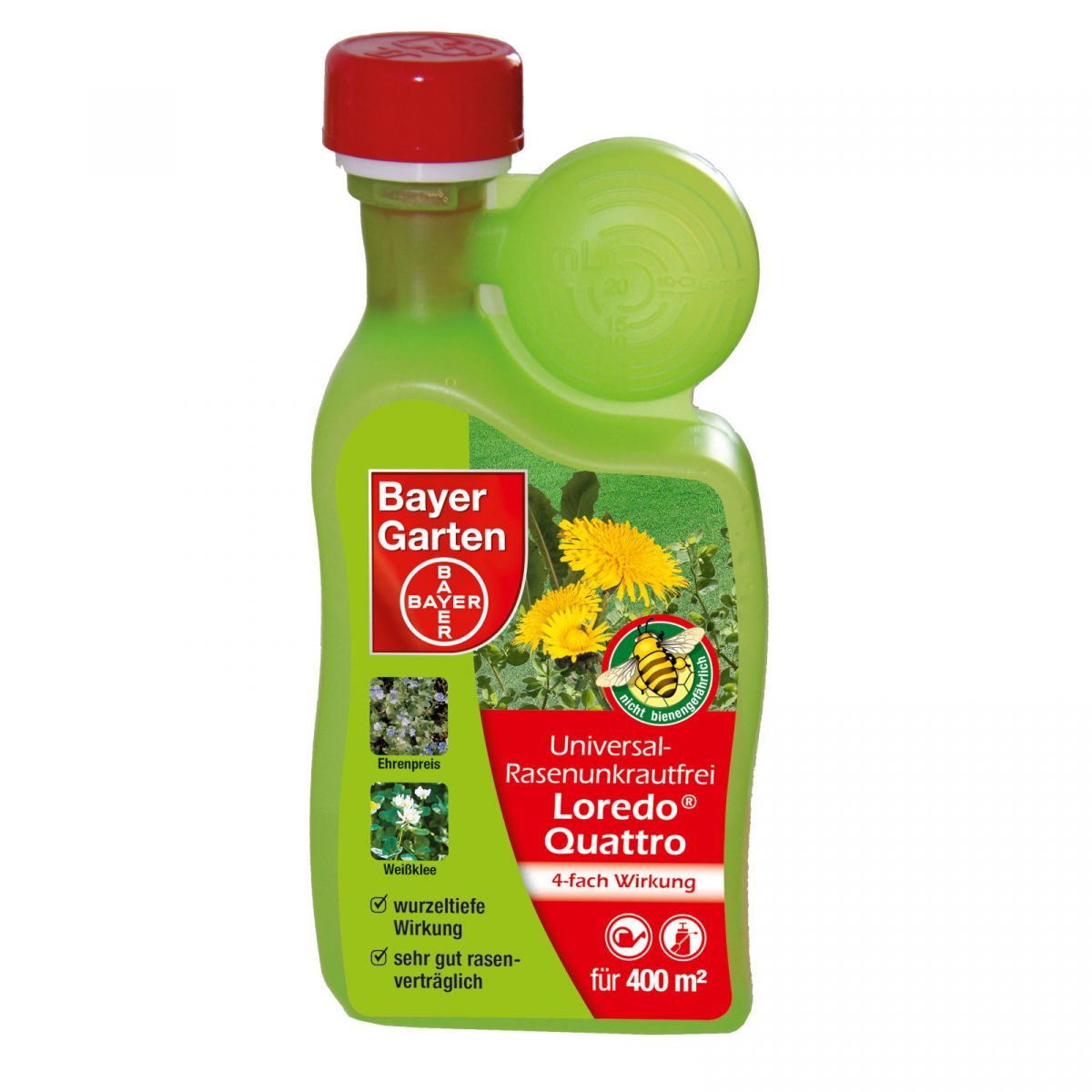 Détails Sur Bayer Pelouse Exempt Loredo Quattro 400Ml Désherbant Speedwell  Trèfle à Bayer Jardin Desherbant Gazon