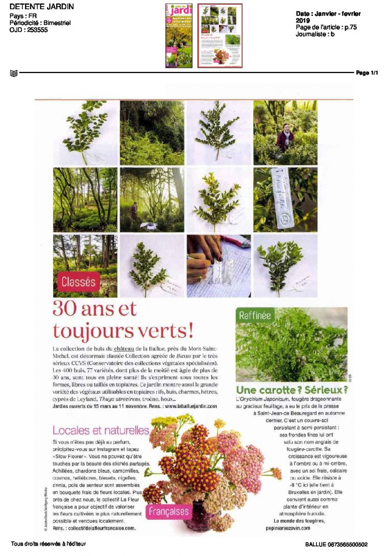 Détente Jardin Magazine-Janv-Fev-2019 – Les Jardins De La … avec Détente Jardin Magazine