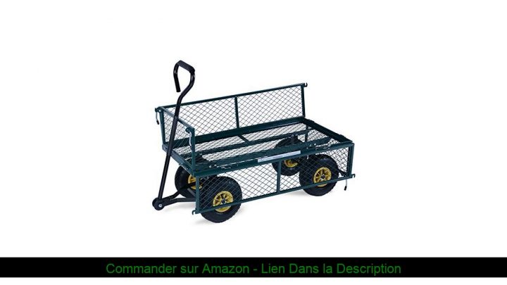 ⚡️ Chariot De Transport – Avec Roues Pneumatiques, Charge Max. 350 Kg,  113.5 X 52 X 88 Cm, Vert Ou intérieur Charrette De Jardin