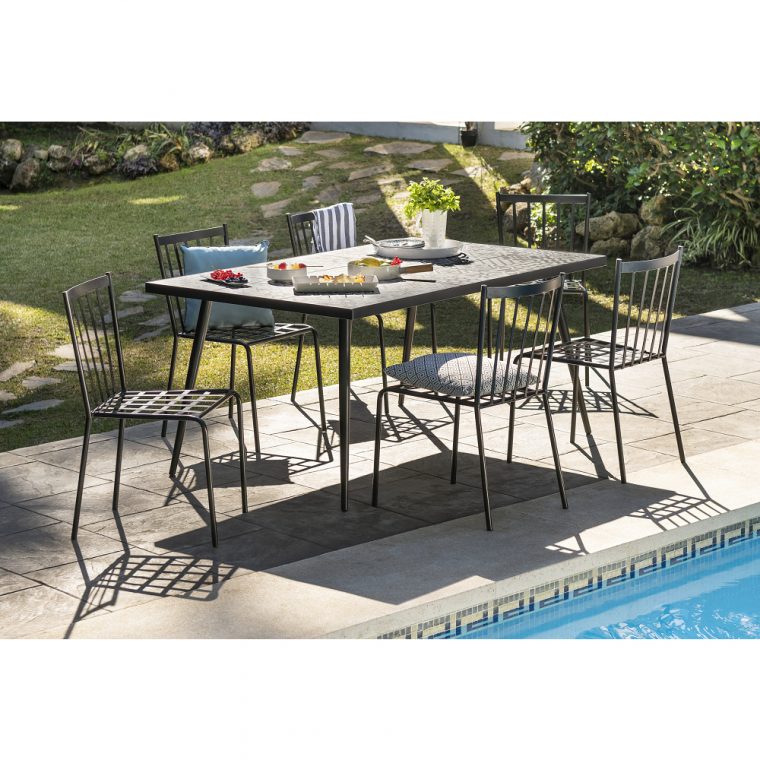 Ensemble De Jardin Mosaïque Table + 6 Chaises Metal pour Table De Jardin En Mosaique
