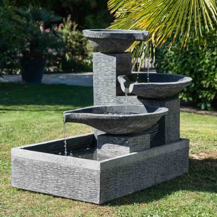 Env Dehner Mali Fontaine De Jardin Avec Éclairage Led Gris … à Fontaine Exterieure De Jardin Moderne