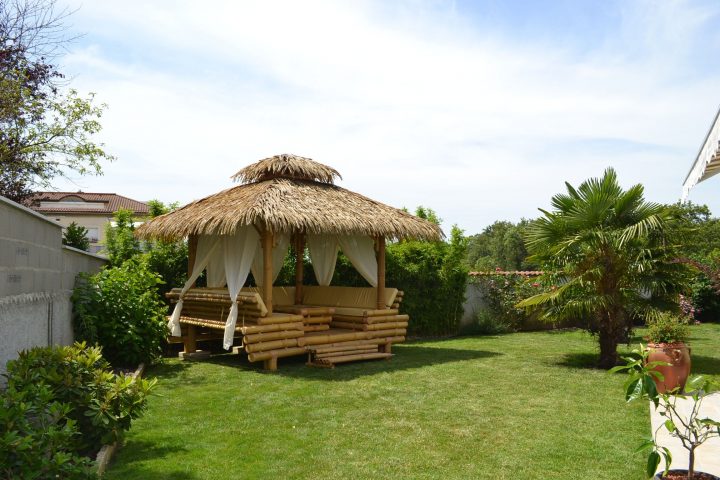 Épinglé Sur Gazebo Bambou, Paillote Bambou Et Bar En Bambou avec Paillote Jardin