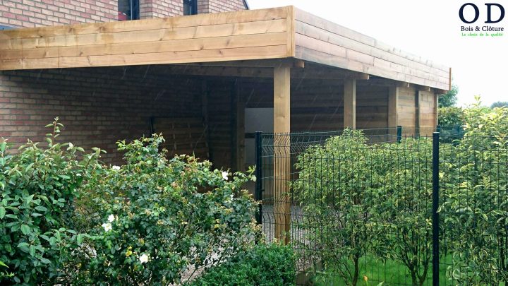 Fabriquer Carport Toit Plat Élégant Construire Garage Bois … concernant Construire Une Cabane De Jardin
