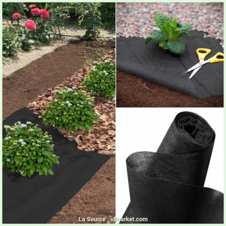Feutre Toile De Paillage 1M X 15 M Noir Jardin Probache … pour Feutre De Jardin