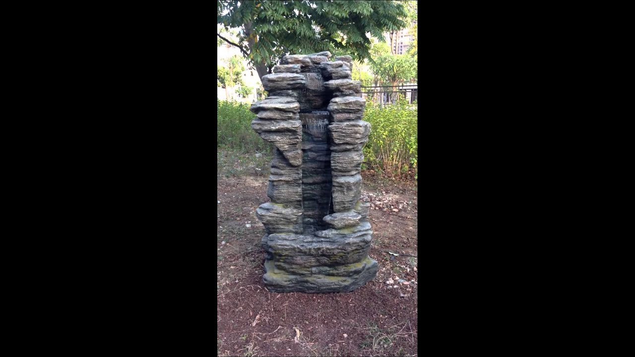Fontaine Avec Cascade Et Éclairage Led En Résine Cleveland - Set Complet destiné Fontaine De Jardin En Resine