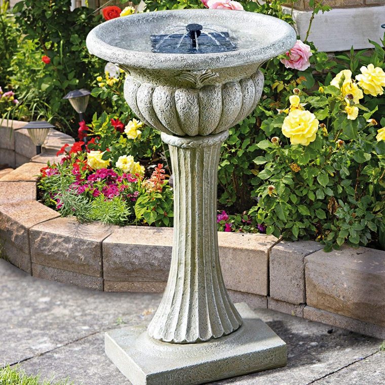Fontaine Bain D'oiseau Gris Rochester En Résine Imitation … tout Fontaine De Jardin En Resine