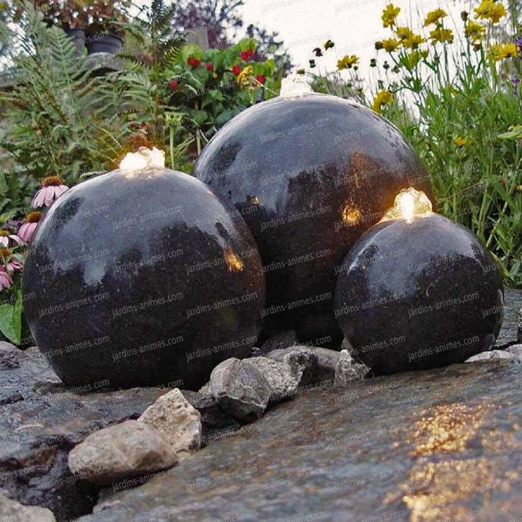 Fontaine De Jardin Lumineuse 3 Sphères | Fontaine De Jardin … encequiconcerne Accessoires Pour Bassin De Jardin