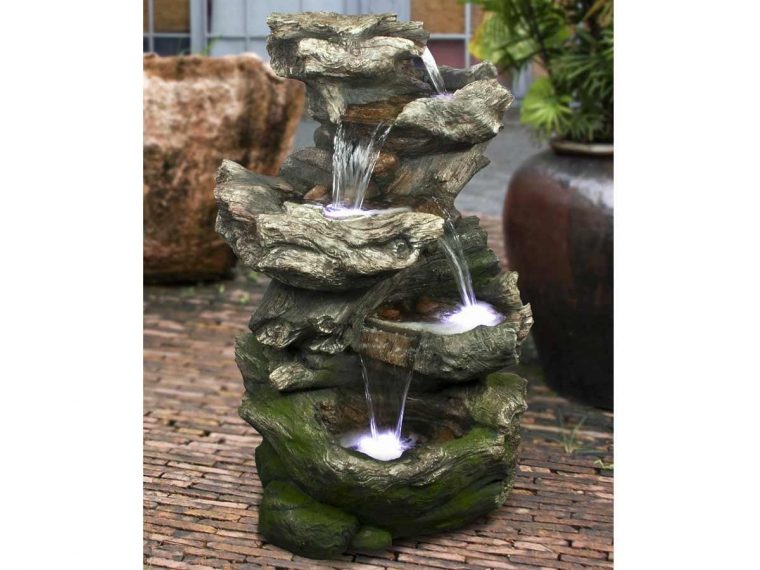 Fontaine De Jardin Norfolk Rochers Avec Cascade Et Éclairage Led pour Fontaine De Jardin En Resine