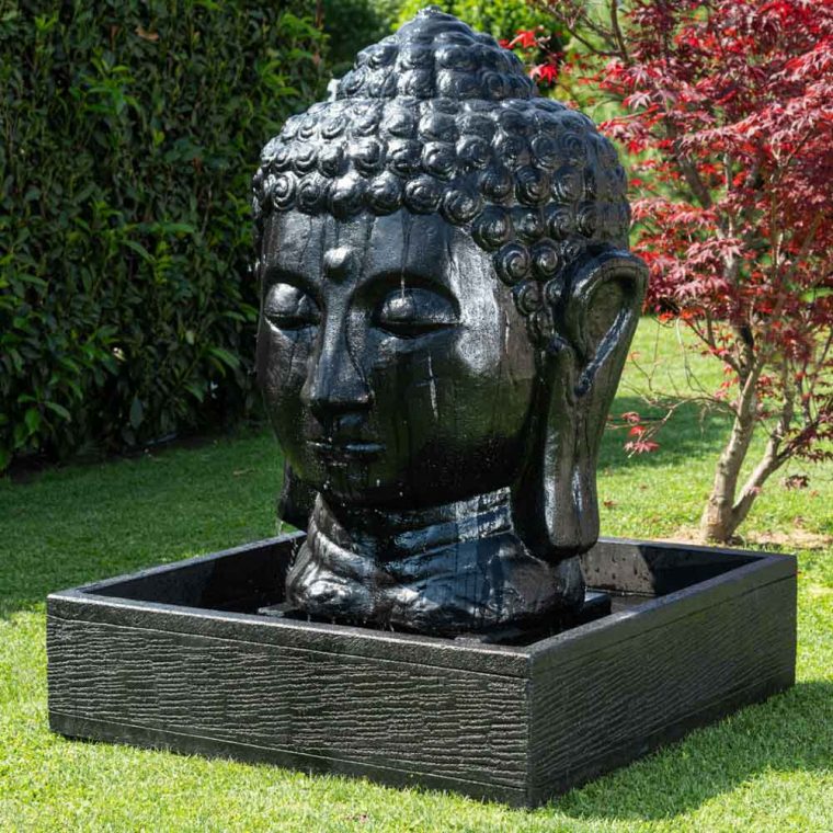 Fontaine De Jardin Tête De Bouddha 1 M 30 Noir pour Fontaine De Jardin Bouddha