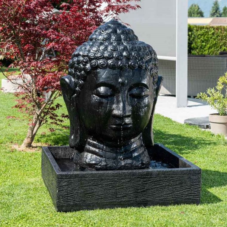 Fontaine De Jardin Tête De Bouddha 1 M 30 Noir pour Tete De Bouddha Pour Jardin