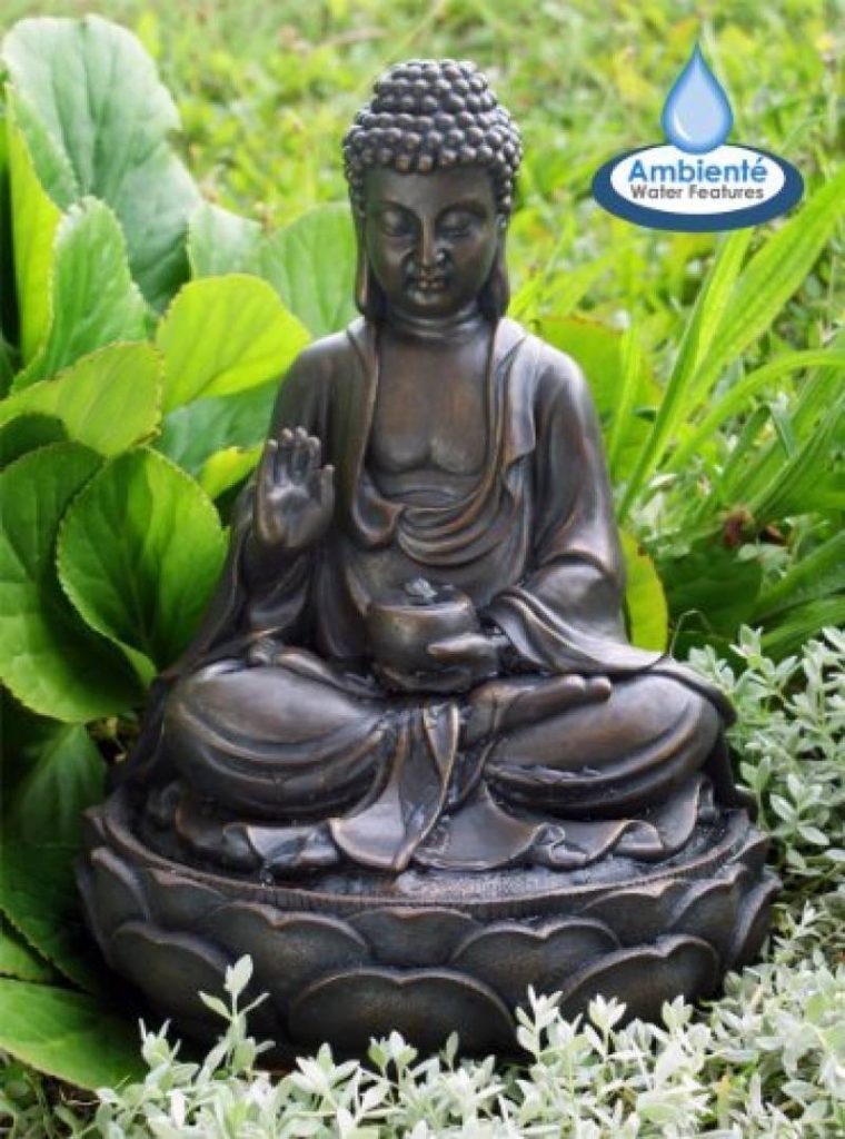 Fontaines D'intérieur Avec Lumière Led Bouddha Et Fleur De … pour Statue Bouddha Exterieur Pour Jardin