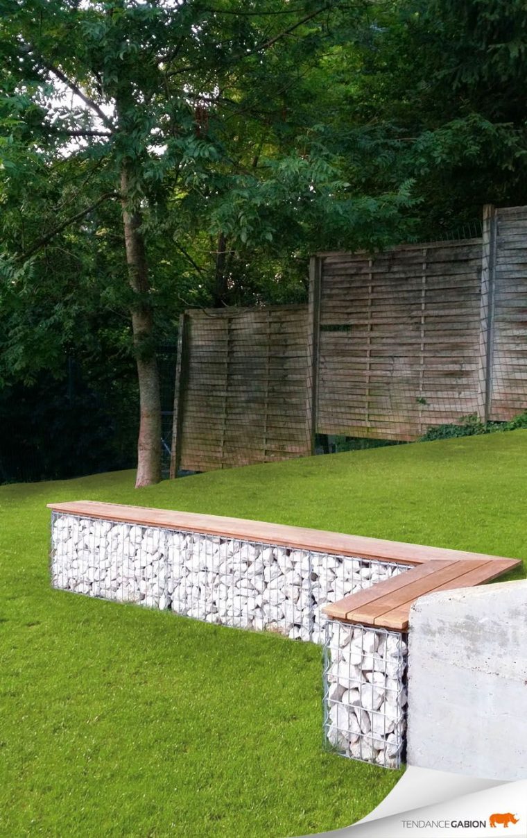 Gabion Garden Bench | Jardins, Amenagement Jardin, Jardin … destiné Amenagement Mur Jardin