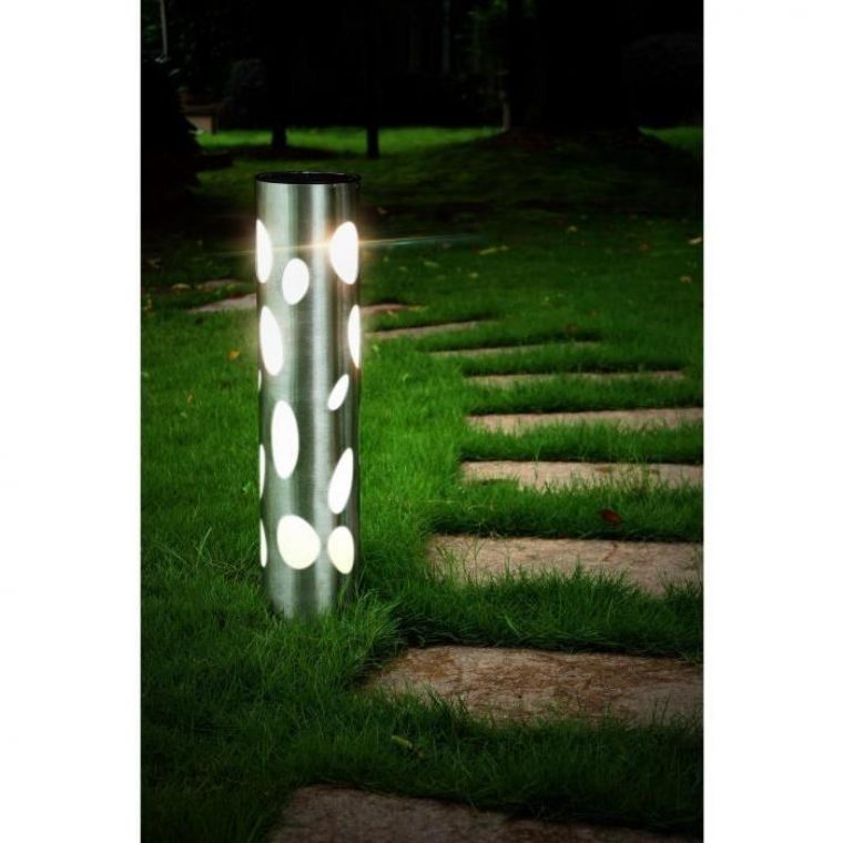 Galix Borne Solaire Cylindrique Très Éclairante En Inox – Gris concernant Bornes Solaires Jardin