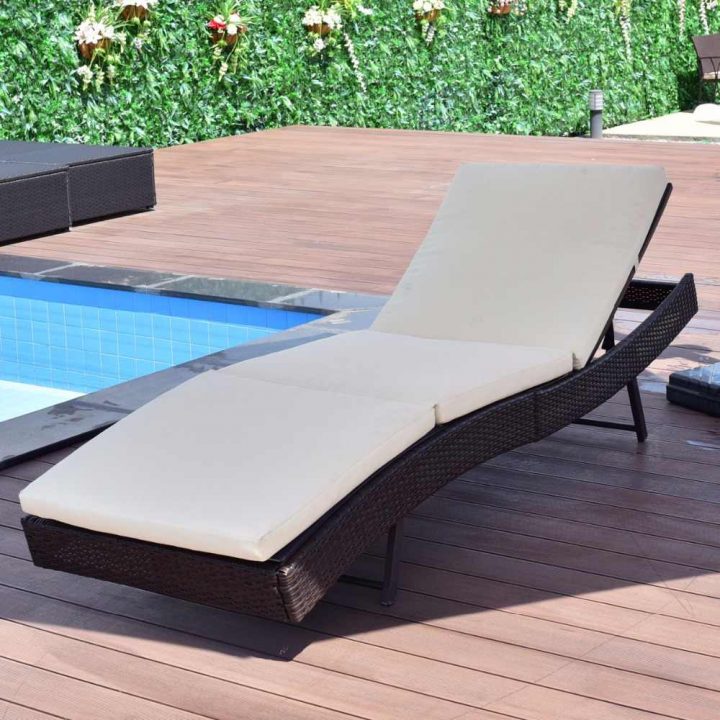 Giantex Veranda Güneş Yatağı Ayarlanabilir Havuz Hasır … destiné Salon De Jardin But