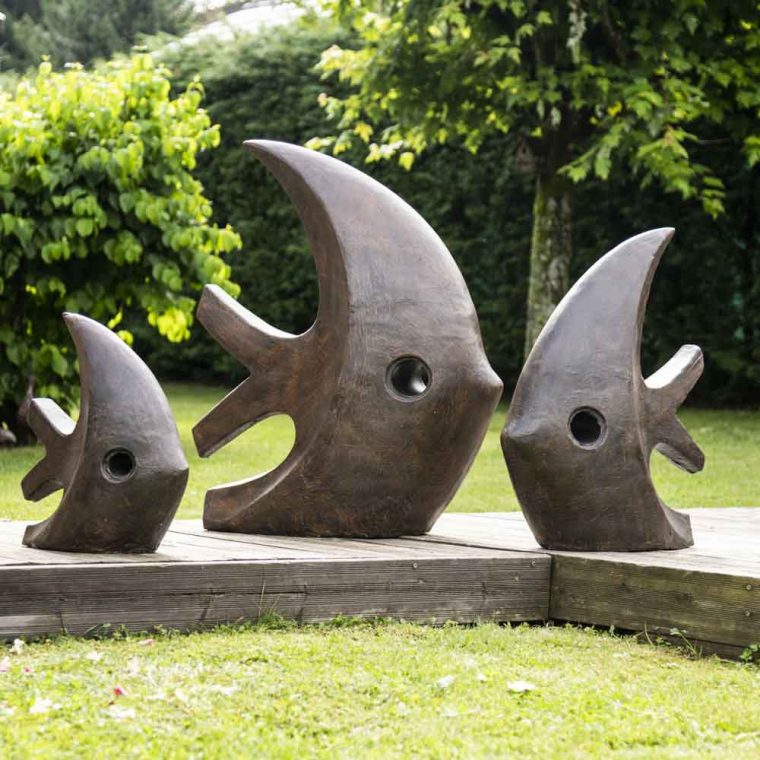 Grande Sculpture Moderne Poisson 100 Cm Brun pour Sculpture Moderne Pour Jardin