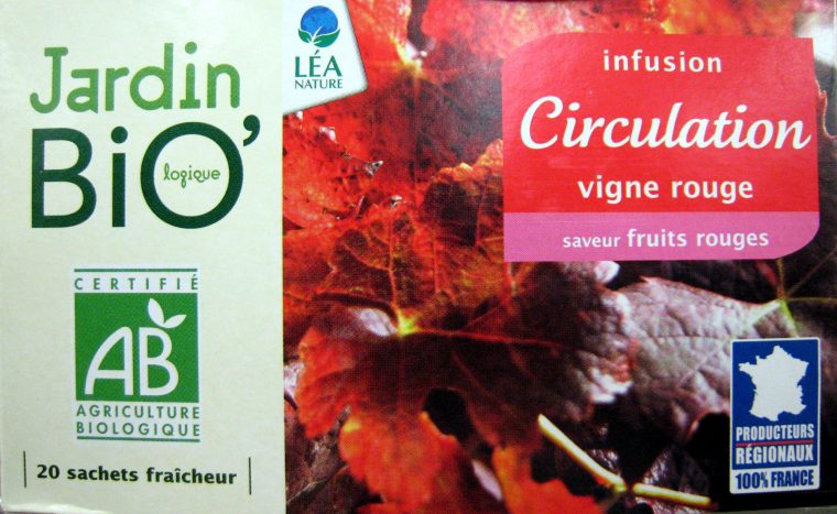 Infusion Circulation Vigne Rouge Jardin Bio – 30 G (20 Sachets … tout Tisane Jardin Bio