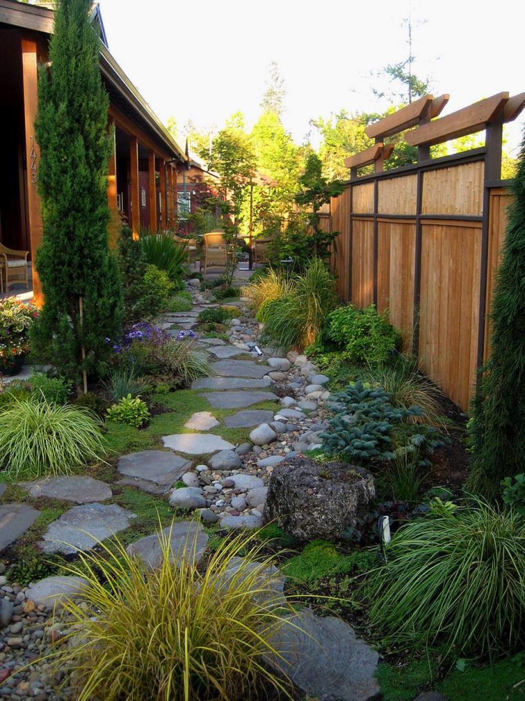 Jardin Avec Pas Japonais Et Vegetation | Idée Aménagement … concernant Amenagement Jardin Avec Pierres