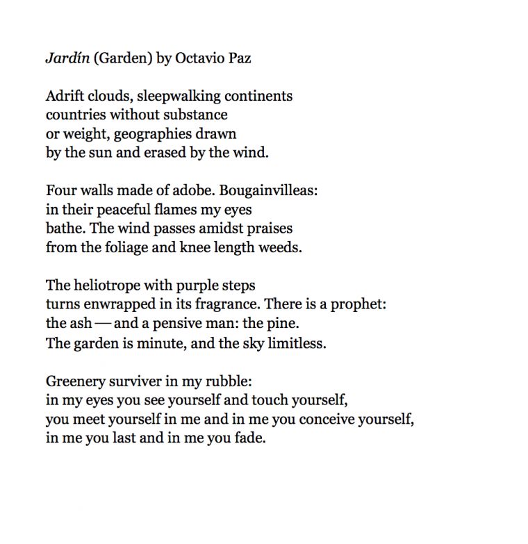 Jardín (Garden) By Octavio Paz (The First Translated Poem) concernant Transate Jardin