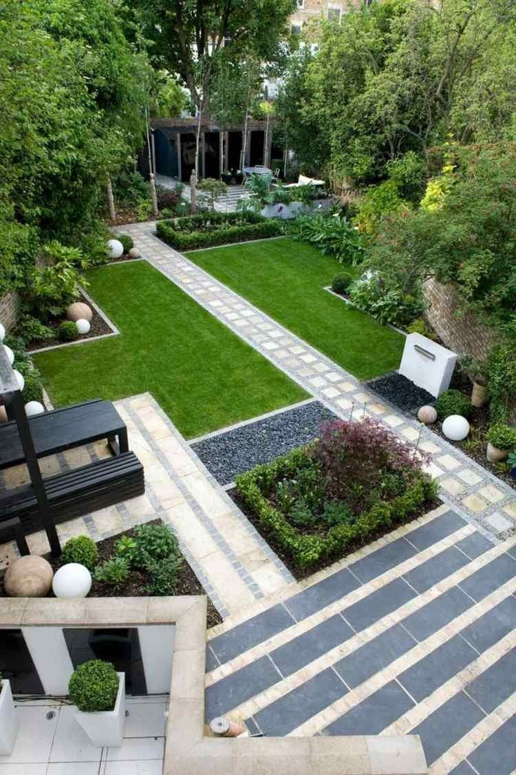 Jardin Moderne Avec Galet Parterre Gravier Simple Modele De … avec Modèle Jardin Paysager