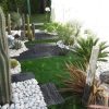 Jardin Sec: Cactus, Galets Polis Blancs, Gazon Synthétique ... dedans Jardin Avec Galets Blancs