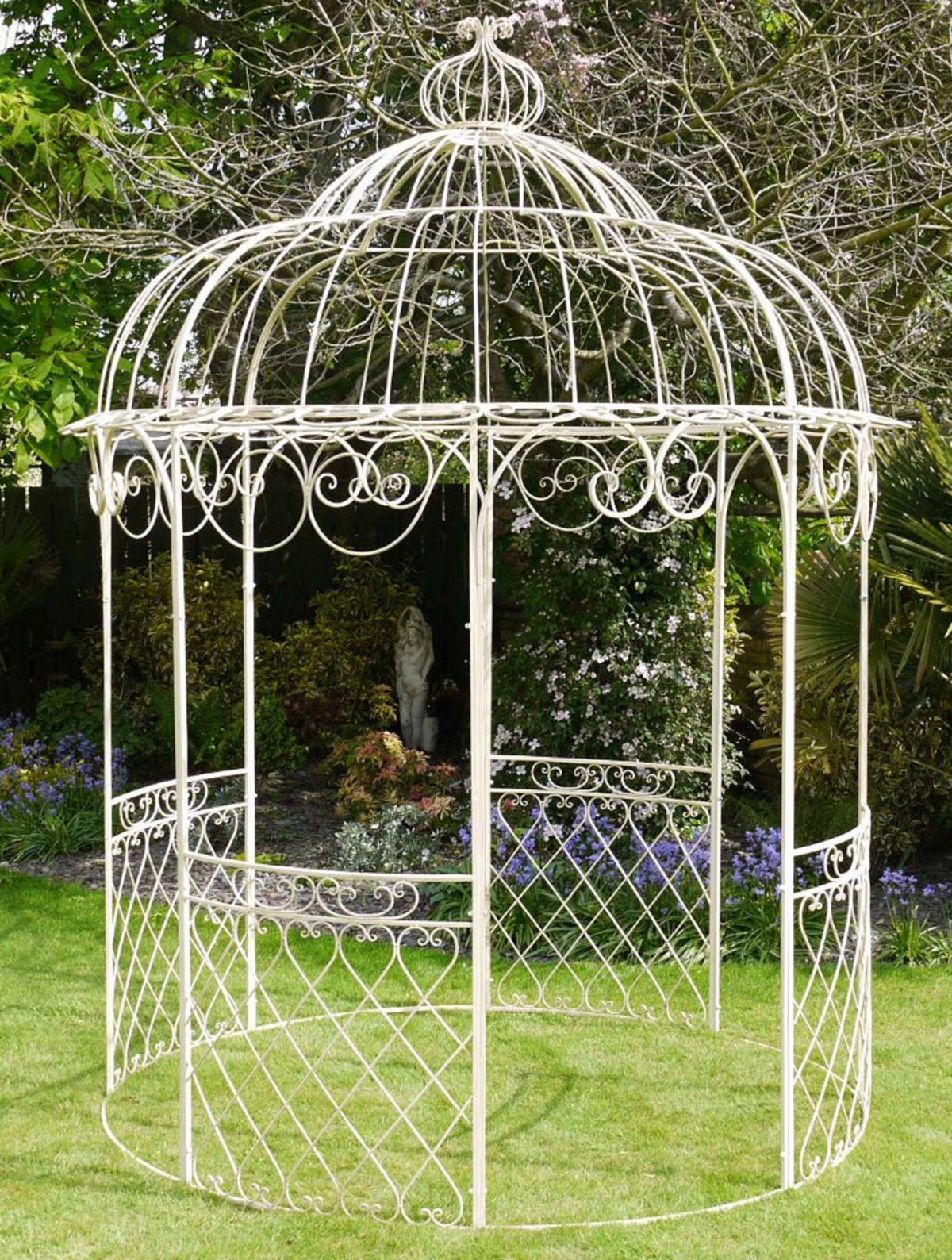 Jolie Tonnelle Kiosque De Jardin Pergola Abris Rond Gloriette De Charme En  Fer Forgé 250X250X355Cm pour Kiosque De Jardin En Fer Forgé