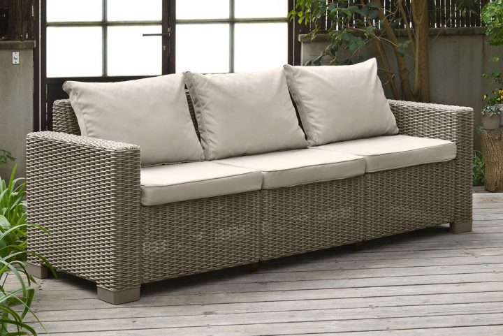 Keter California 3Seater Seating Patio Sofa With Cushions In … destiné Salon De Jardin Allibert California