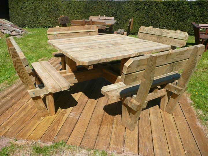 Les Tables – Sarl Sciebois encequiconcerne Table De Jardin En Bois Avec Banc Integre