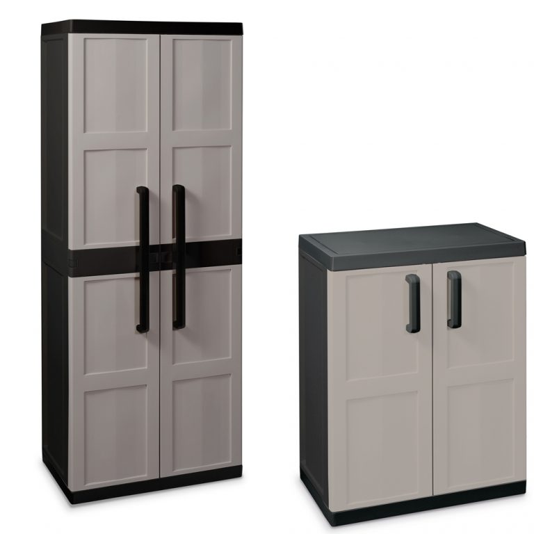 Armoire De Jardin À Balais En Plastique Avec Étagères Twist Black 102A