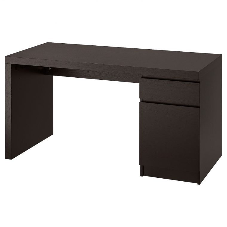 Malm Bureau – Brun Noir 140X65 Cm tout Ikea Meuble De Jardin