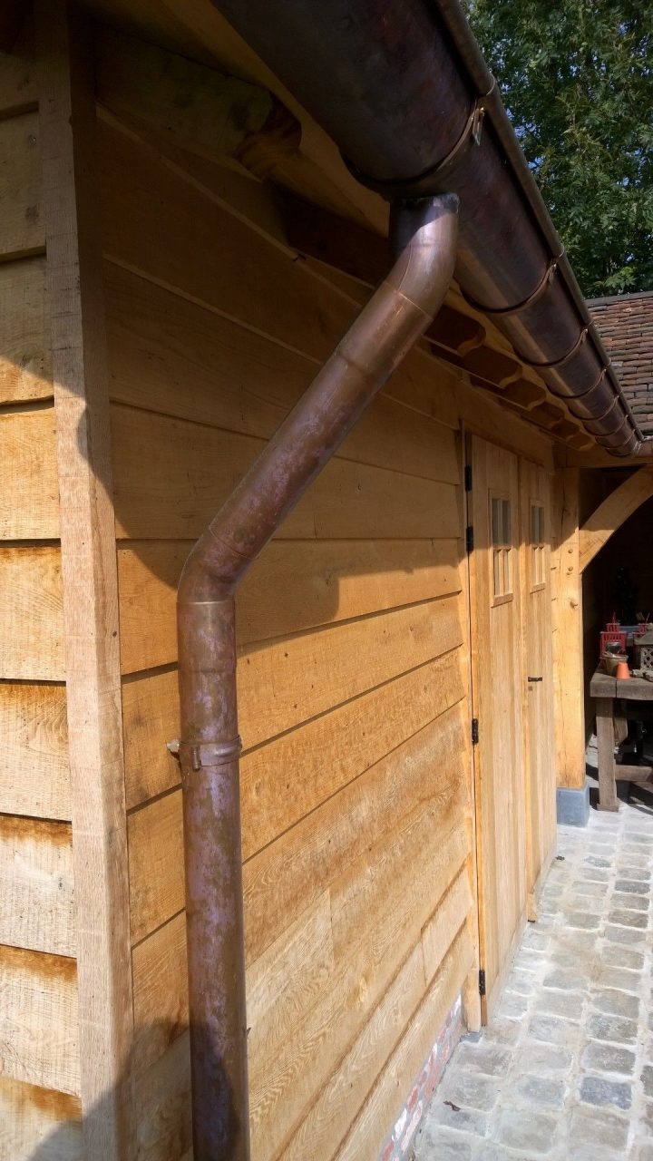 Oak Wood Pool House Copper Gutter Detail | Idées Pour La … dedans Gouttière Pour Abri De Jardin