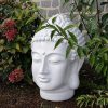 Objet Déco : Tête De Bouddha Blanche En Polyrésine Pour ... à Objets Decoration Jardin Exterieur