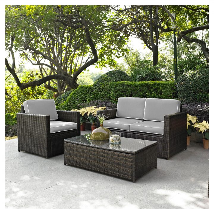 Palm Harbor 3Pc All-Weather Wicker Patio Seating Set – Gray … serapportantà Salon De Jardin Allibert California