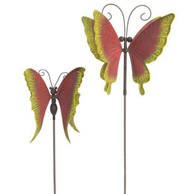 Papillon Décoration De Jardin Tournante En Métal Rouge Et Jaune Moulin À  Vent X 2 (Deux Tailles Différentes) serapportantà Moulin A Vent Pour Jardin